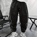 Lightweight breathable loose casual pants for men in black polyester summer trousers