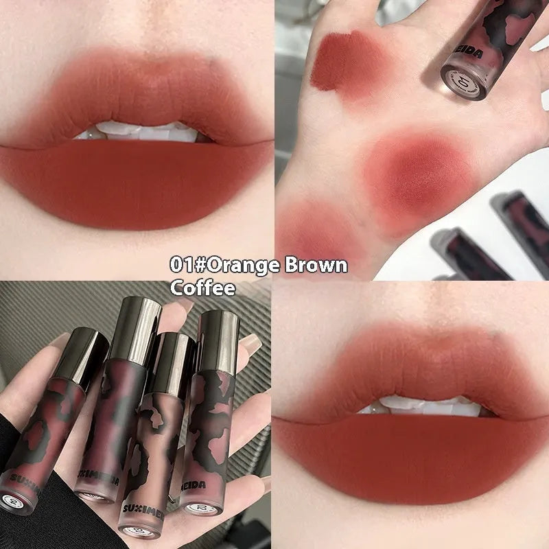 Lava Secret Matte Lip Mud Lipstick in five colours including orange brown coffee and jujube red
