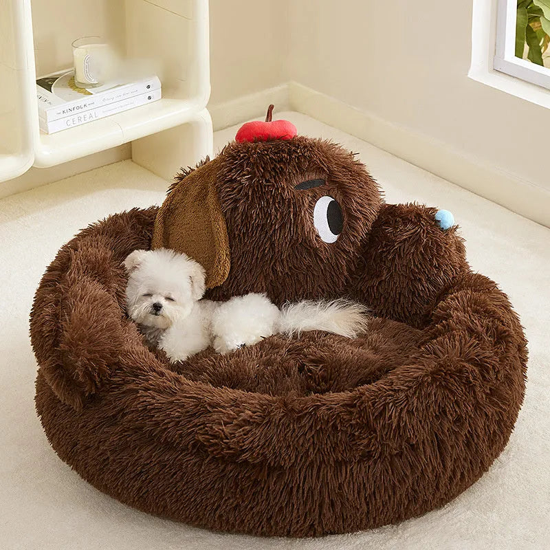 Plush sofa bed for small dogs and cats in M and L sizes with raised edges