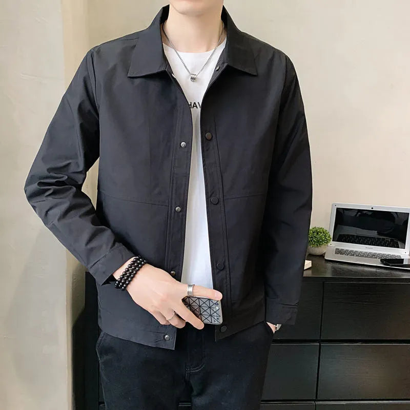 Men's single-layer lightweight jacket in Korean style, shown in a choice of colours.