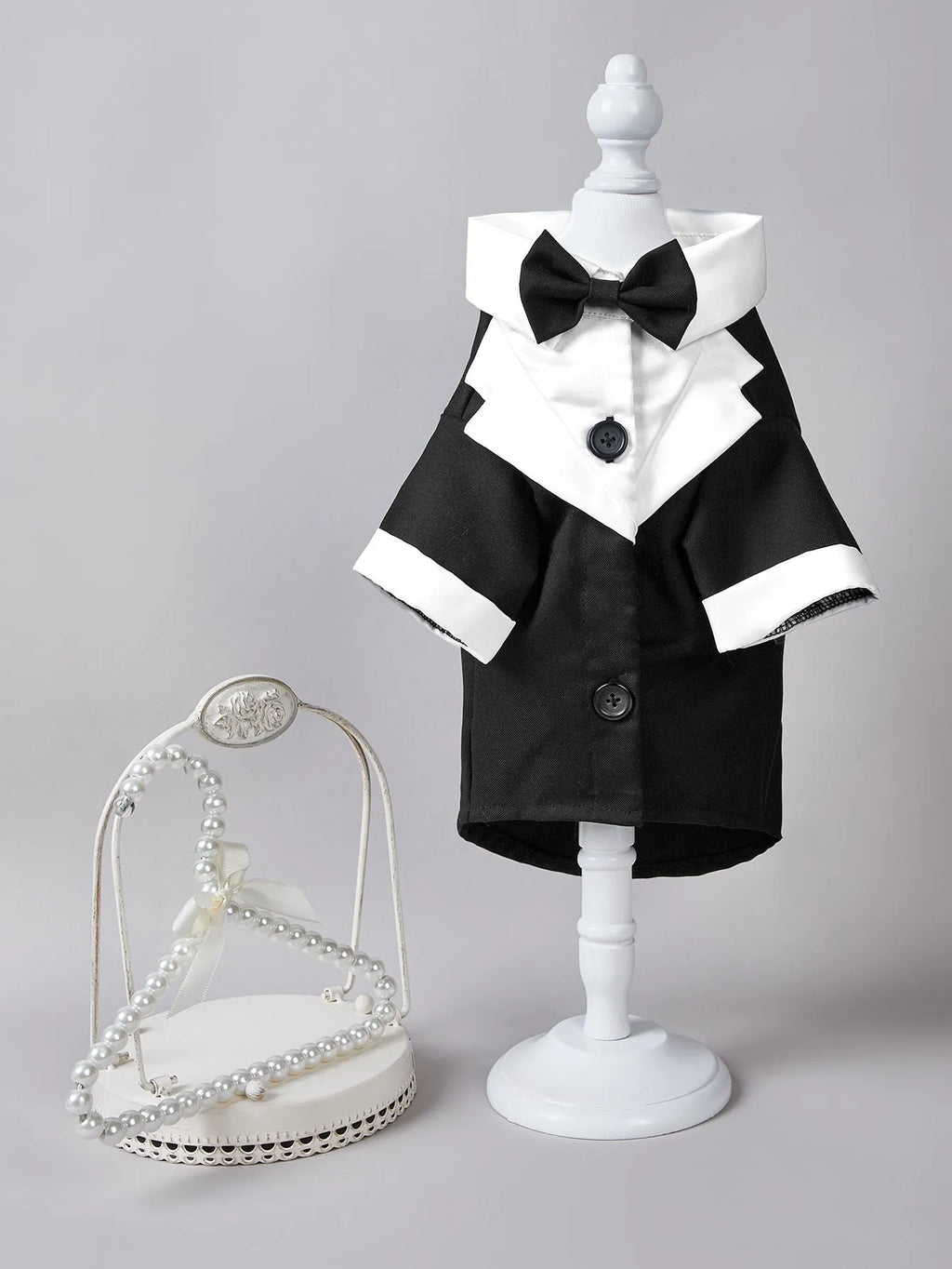 Black four-legged dog wedding suit Chinese style tuxedo on pet