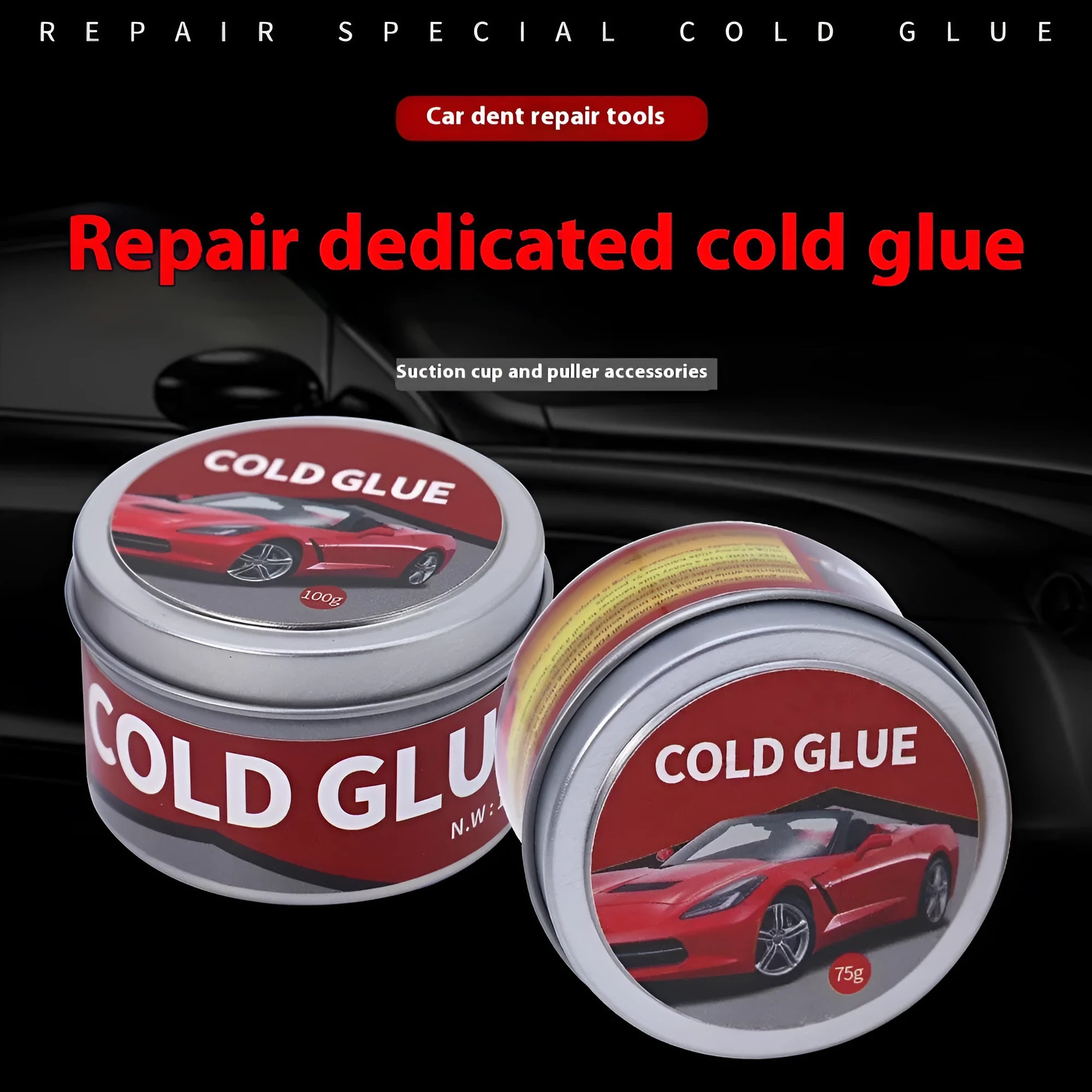Automobile depression repair cold glue container for car body dent and bumper damage restoration