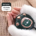 USB digital display hand warmer in charming blue colour, showing compact portable size