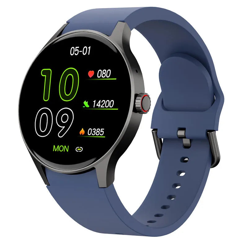 Bluetooth sport watch with 46mm diameter case and 1.43-inch circular touch screen display