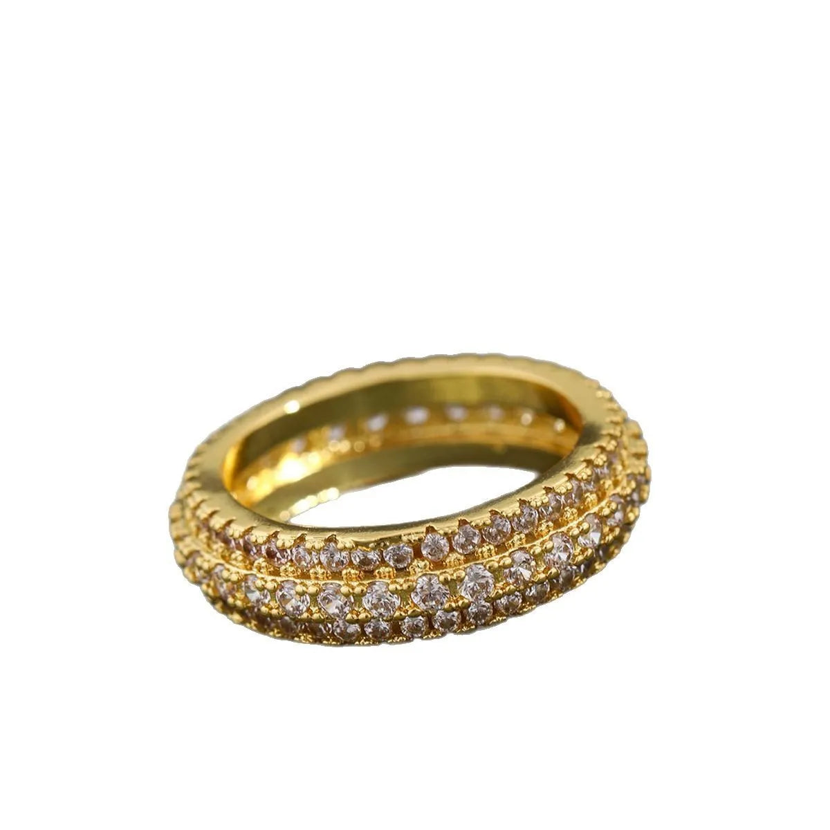 Geometric triangular personalised engagement ring with zircon stones in gold and platinum colour finishes.