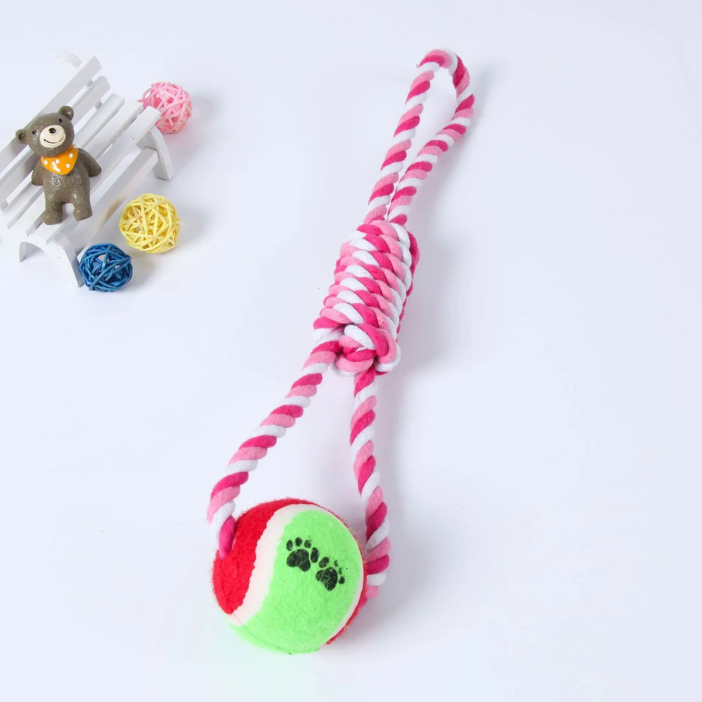 38cm cotton thread dog toy in red and white colours for medium and large breed vent relieving play