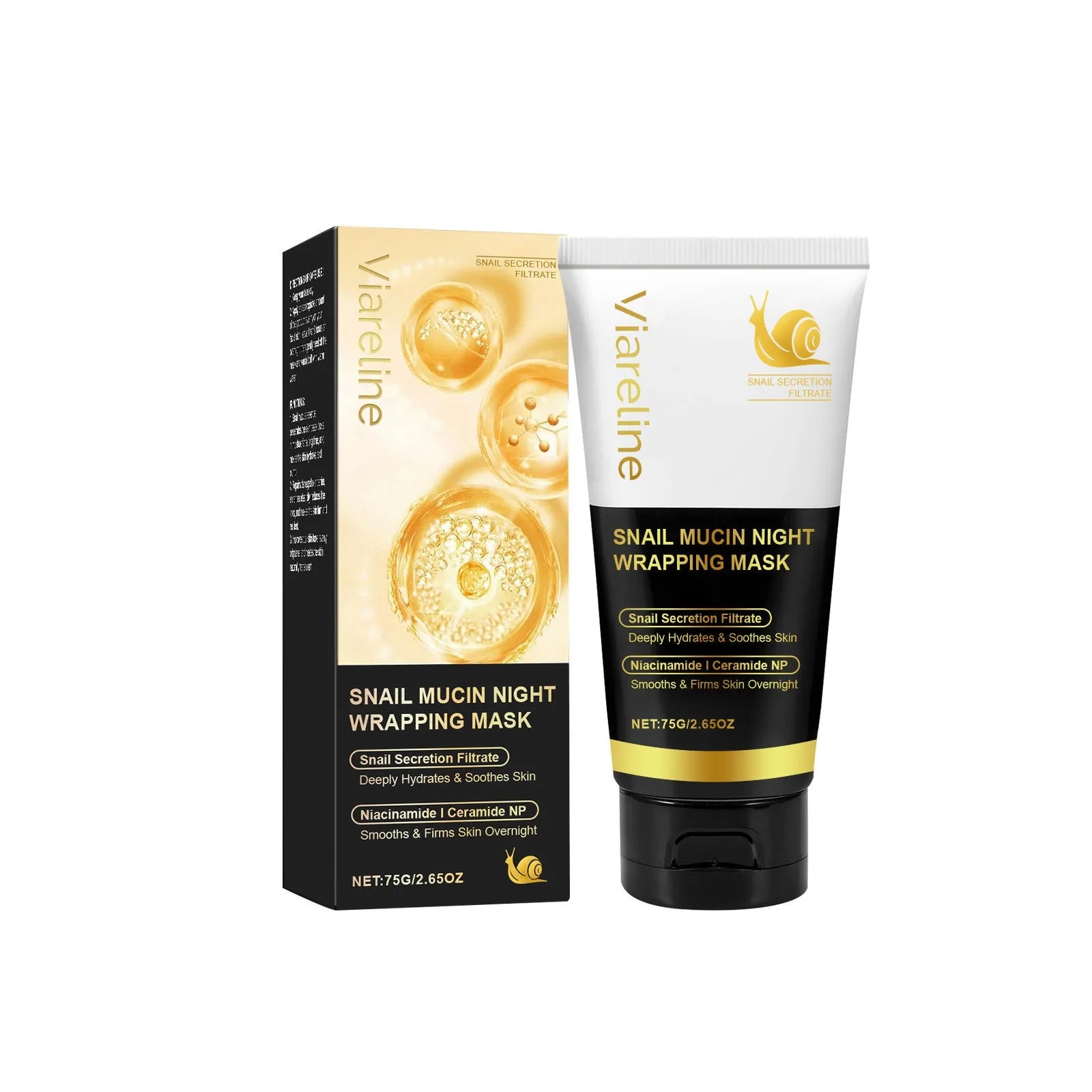 Single 75g snail mucus tearing facial sheet mask for hydration.