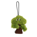 Pine tree shaped fabric cat mint toy with dangling tease stick in three size options