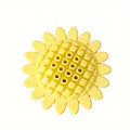 Yellow rubber sunflower dog toy for puppy teething with textured petal surface