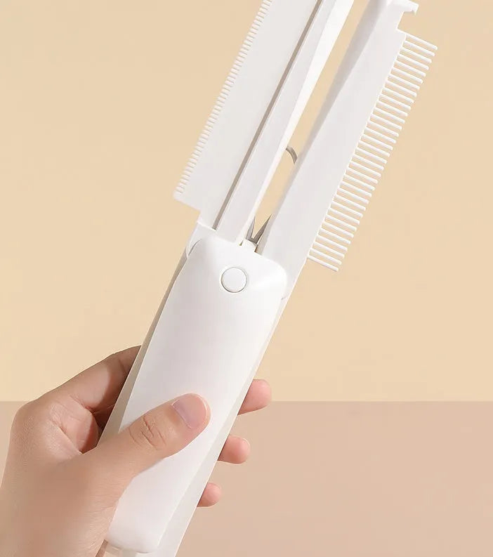 Pink and white ABS plastic pet grooming brush for dogs and cats with a hair collection grid