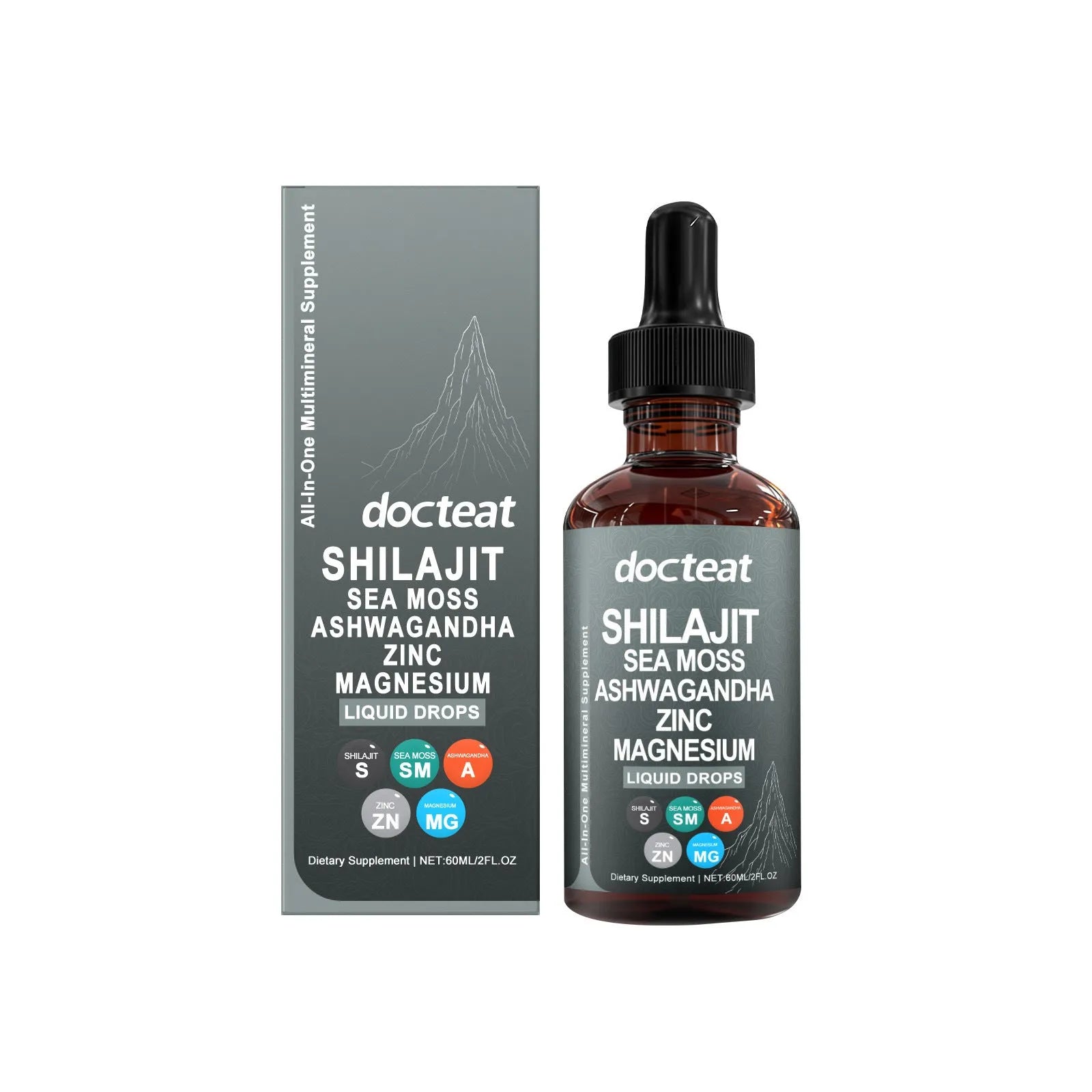 60ml intestinal balance dietary supplement bottle with droplet delivery system