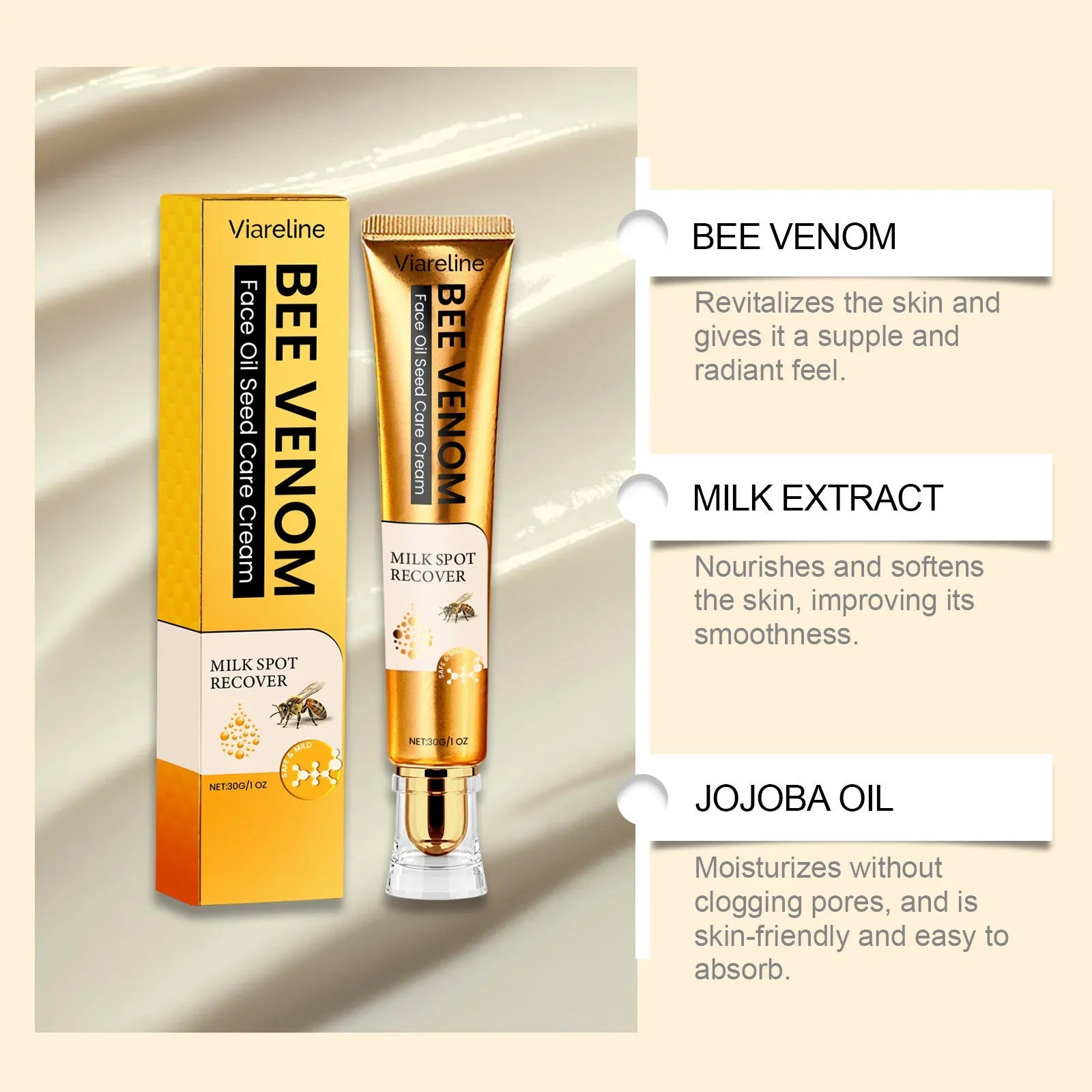 30g tube of bee venom facial neck cream for hydrating and moisturising skin