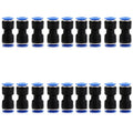 Blue PU straight through pneumatic connector for 4mm to 16mm tubing with quick insertion design