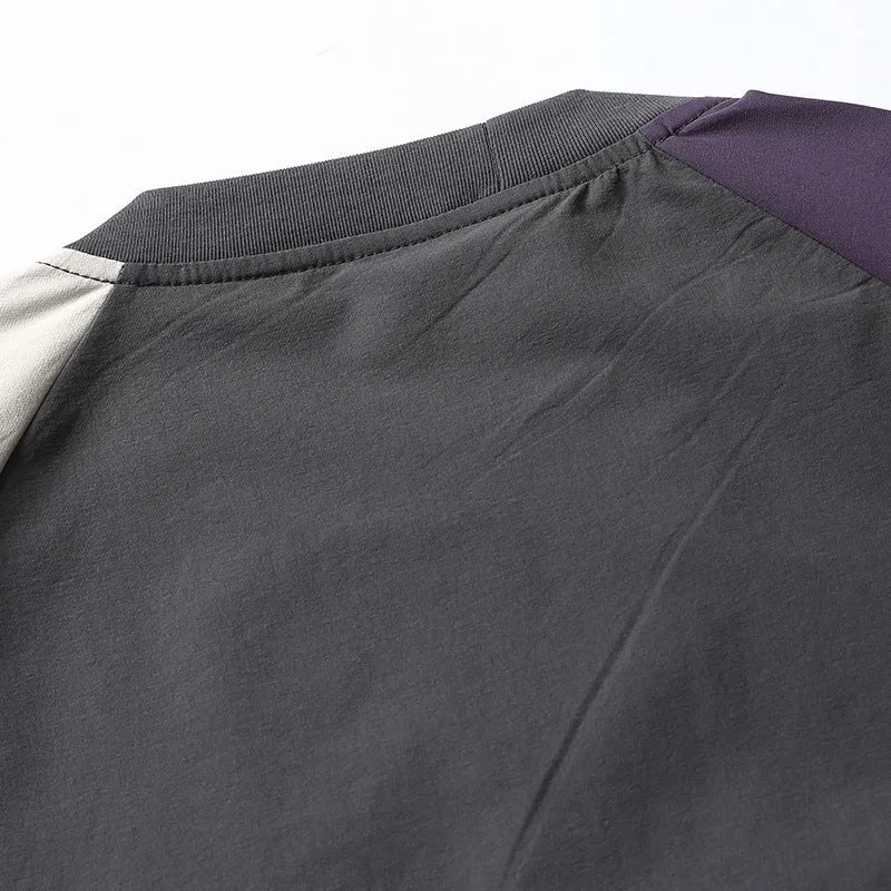 Dark grey men's T-shirt with contrast colour raglan sleeves and loose casual fit