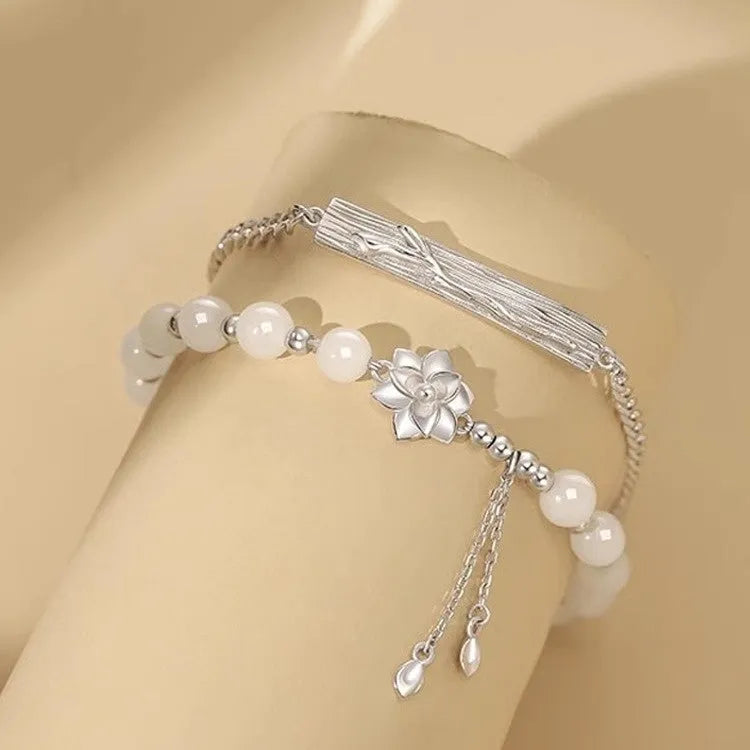 New Chinese style beaded couple bracelet with floral motifs in resin material
