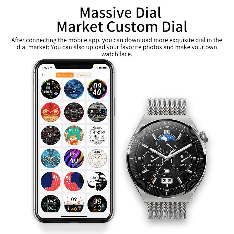 Black silicone strap smartwatch with silver vinyl case showing TFT touchscreen displaying health metrics