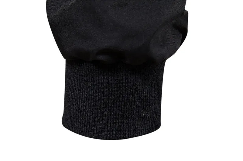 Men's thin solid colour casual jacket in polyester, shown in dark blue, black, and army green.