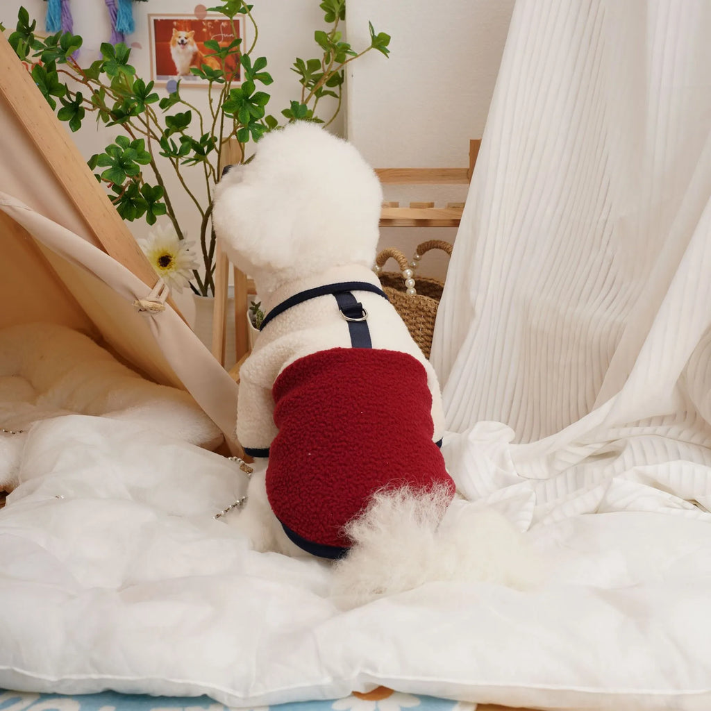 Lambswool pet sweatshirt in caramel colour with Berber fleece construction for dog or cat