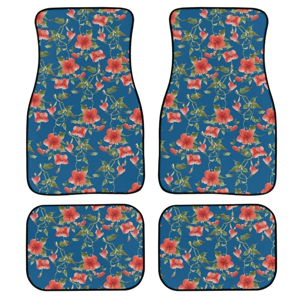 Black printed rubber car floor mats, a four-piece set with a 20mm thick waterproof lining.