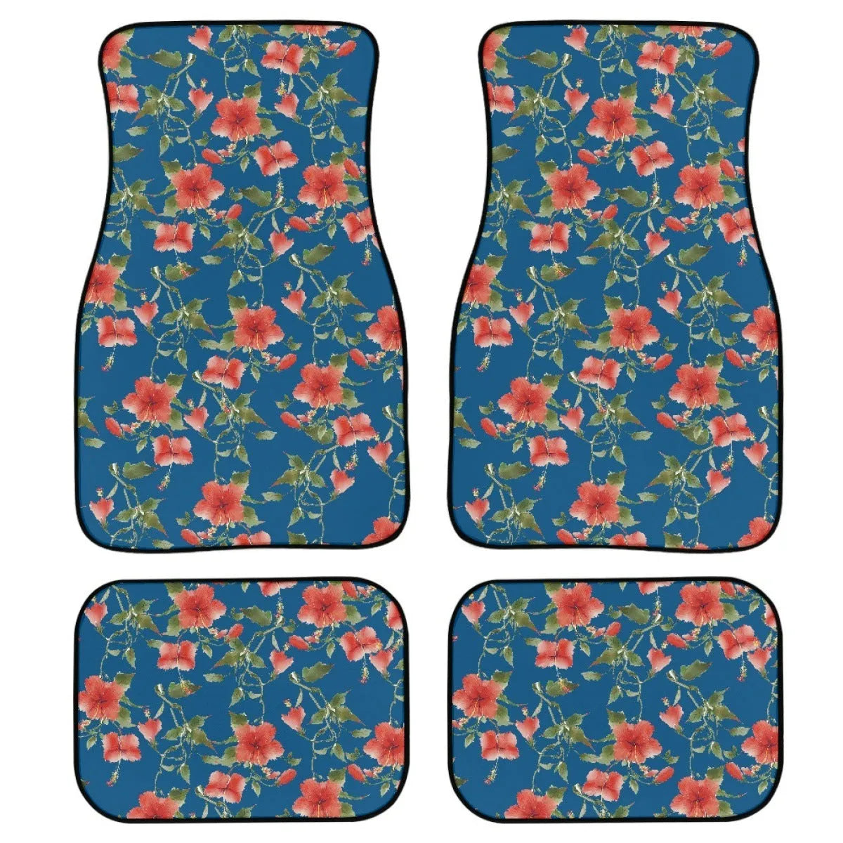 Black printed rubber car floor mats, a four-piece set with a 20mm thick waterproof lining.