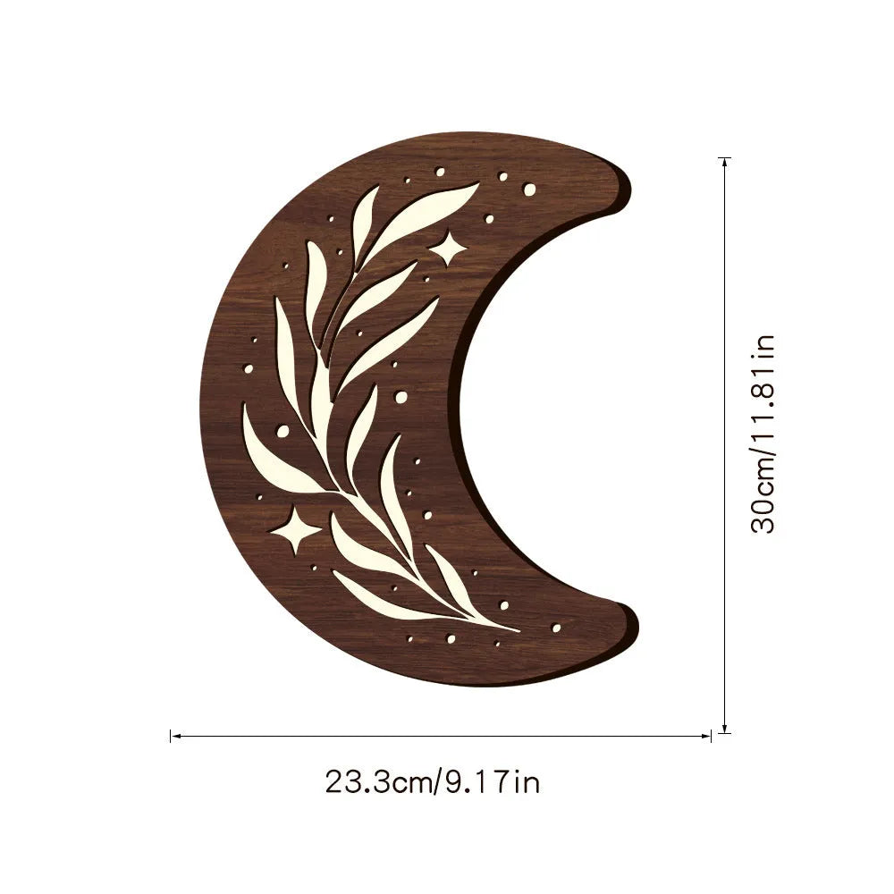 Three-dimensional wooden leaf crescent pendant lamp in MZ212 colour with luminous night light