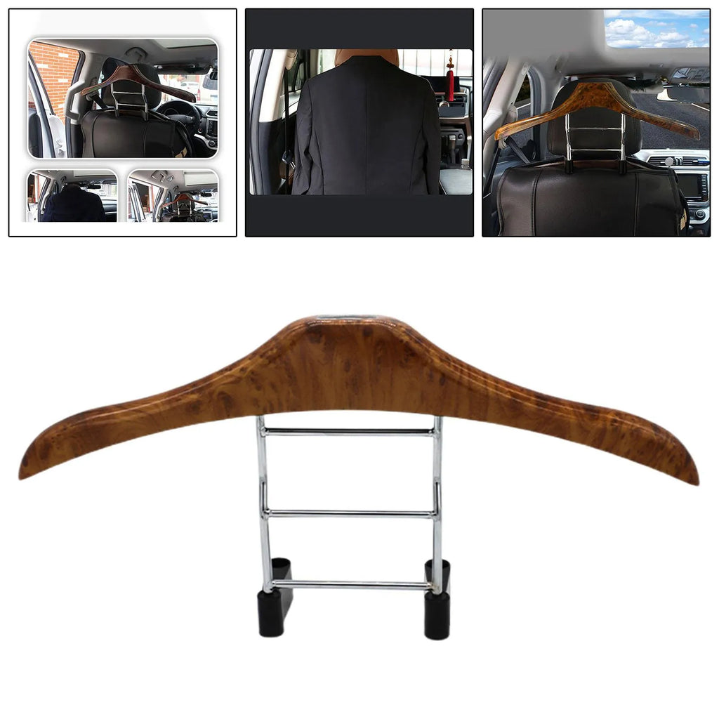 Wood yellow stainless steel car mounted clothes hanger for suits shirts coats