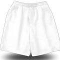 White polyester shorts with elastic waistband available in multiple sizes