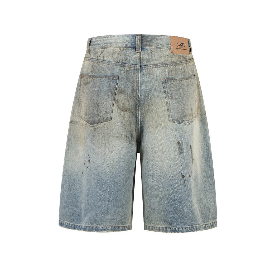 Straight-leg cropped denim jeans in washed blue colour with zipper fly