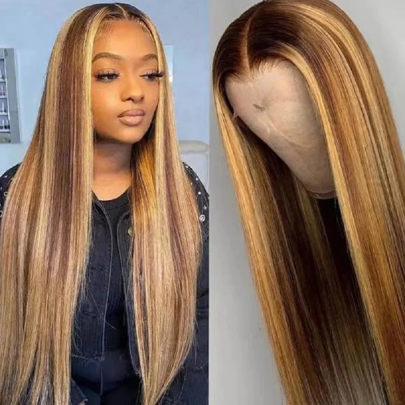 Front lace wig with African black gradient colour and big waves, featuring side bangs.