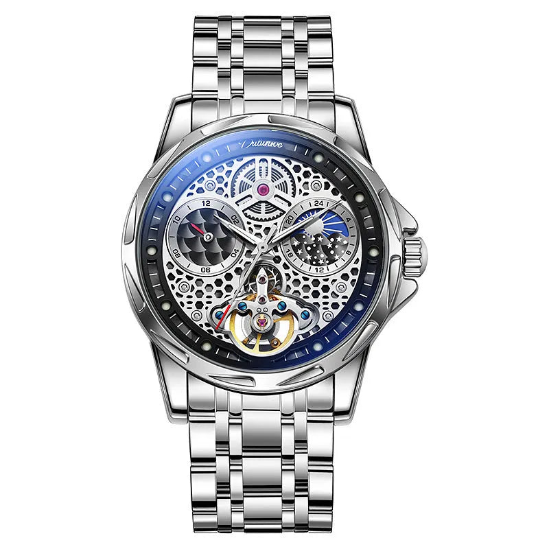Men's automatic business watch with luminous hands and waterproof construction in multiple colour options