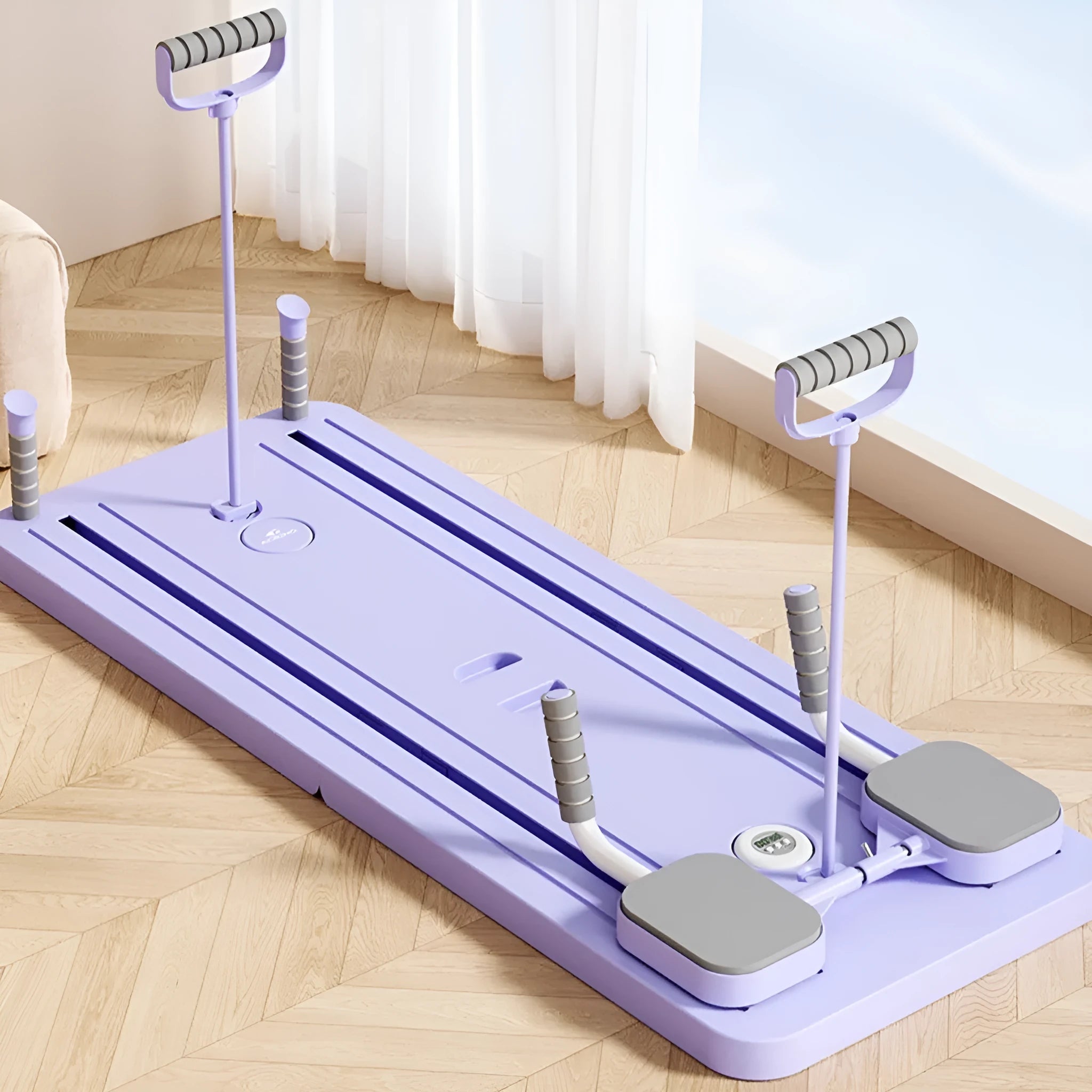 Standard purple household fitness board with automatic rebound abdominal wheel for multi-muscle training