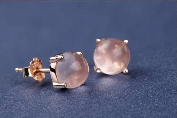 Women's Korean style rose gold quartz stud earrings with synthetic crystal inlay in drop shape