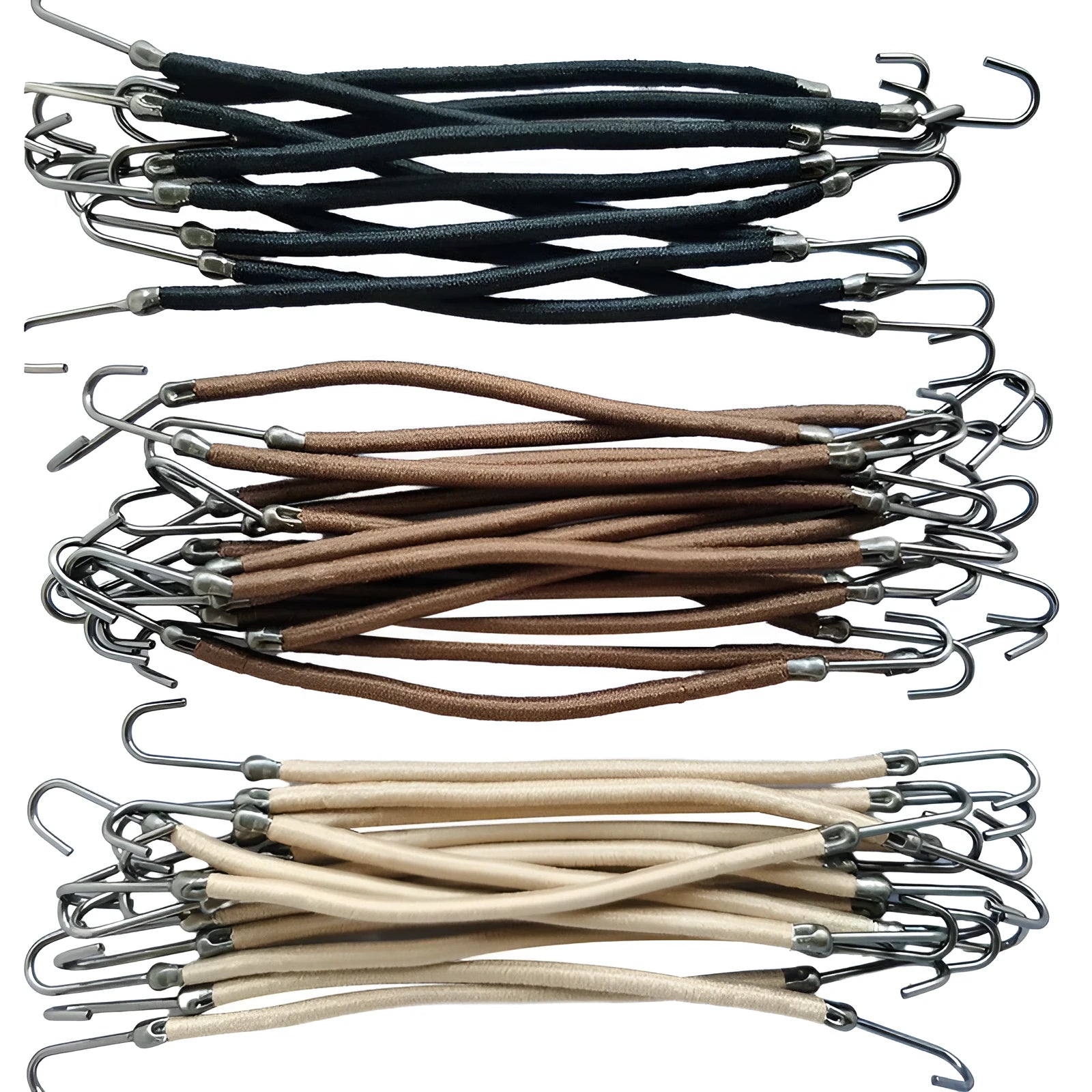 Solid colour double hook hair tool for wig and hairpiece attachment in black, brown shades.