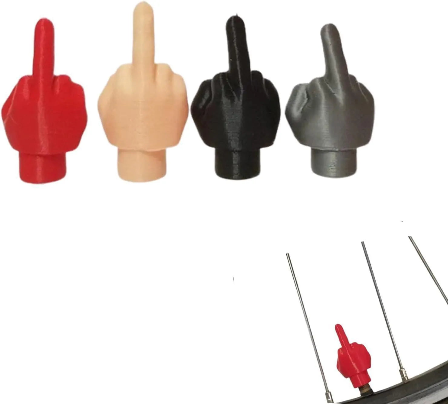 Four latex rubber car tyre valve dust cover caps in black and skin colours