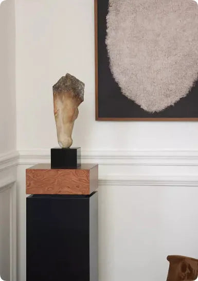 Abstract French retro style horse head desktop sculpture with a carved surface finish.