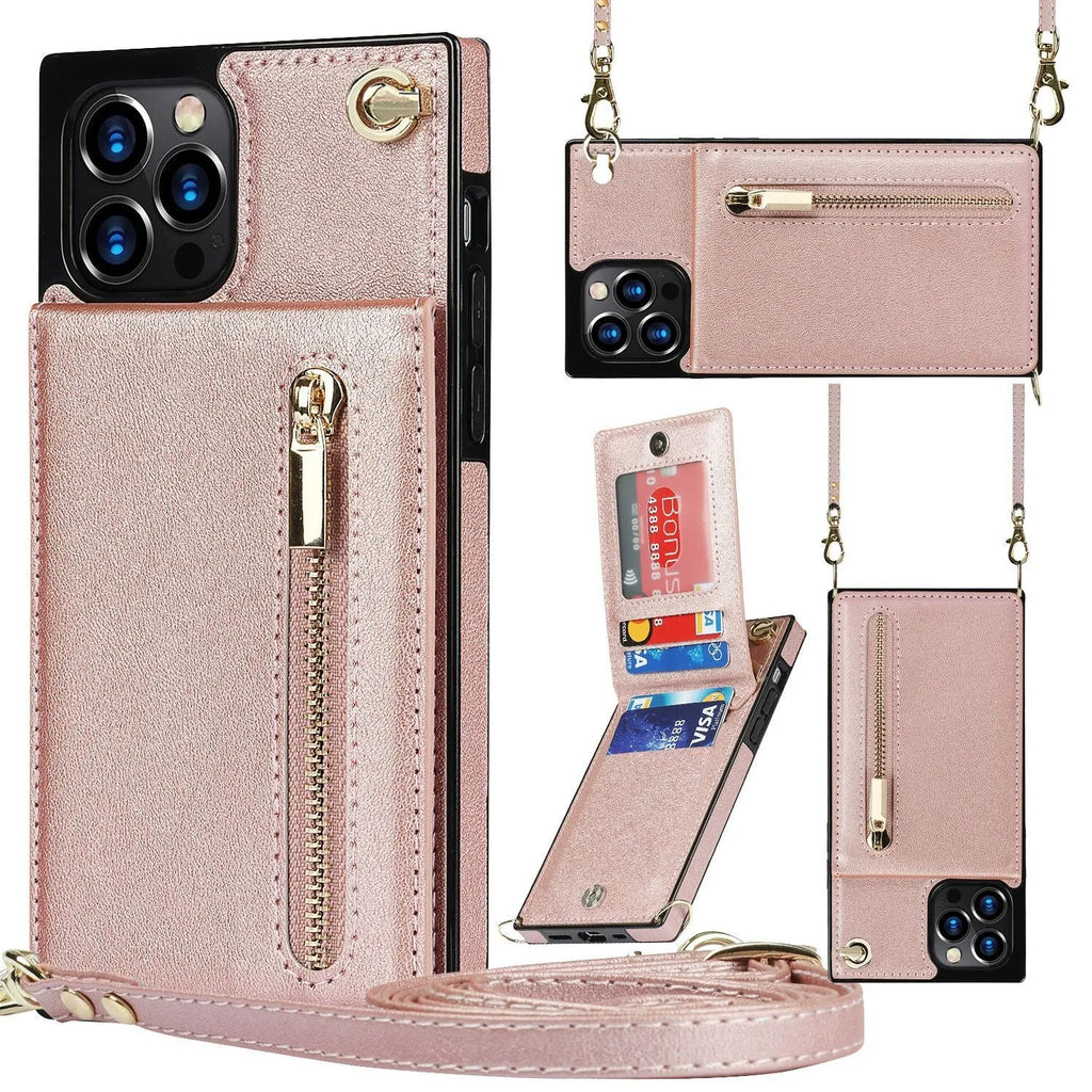 Black leather mobile phone case for an iPhone 13, showing the TPU inner layer and solid-colour exterior.