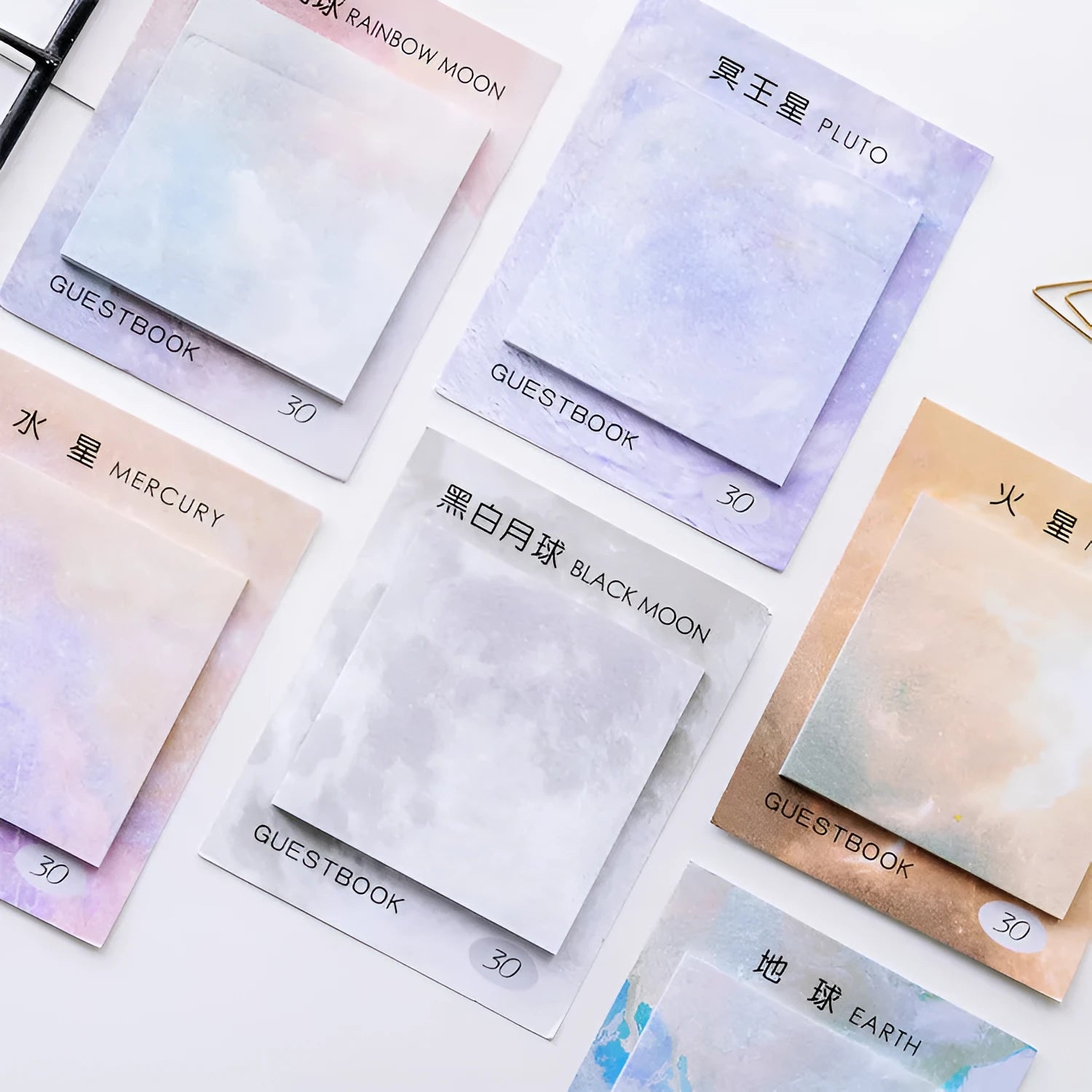 Square planet sticky notes notepad with oil painting artwork measuring 7.3cm