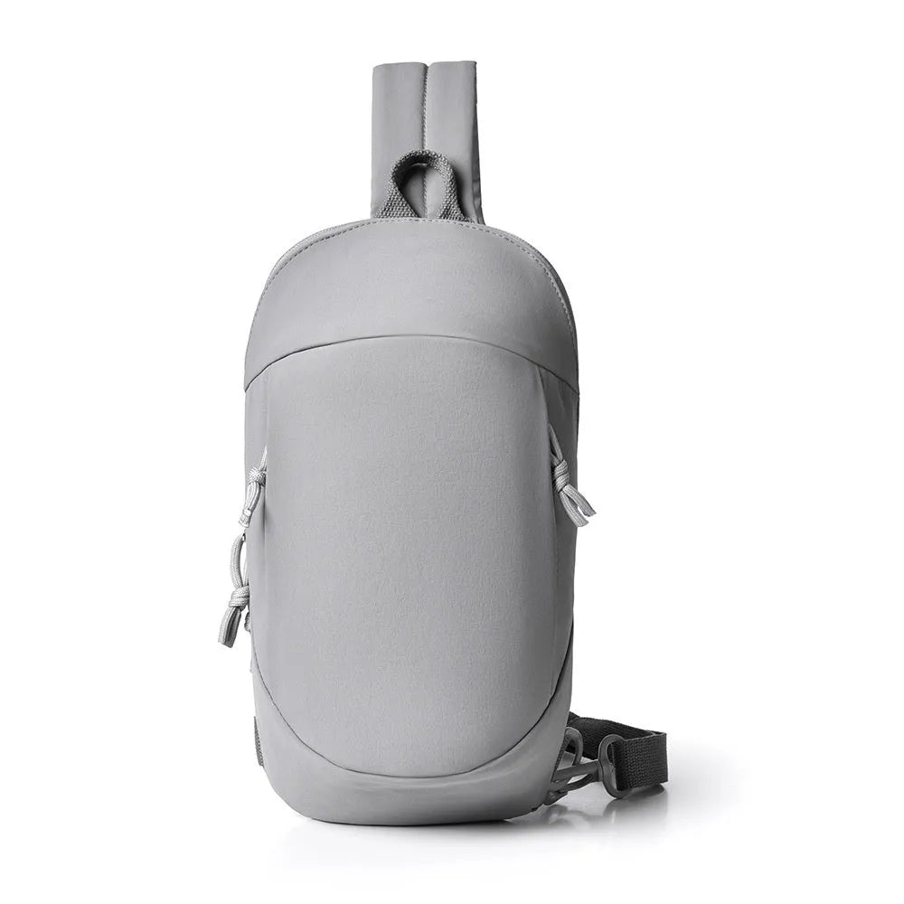Outdoor nylon crossbody chest bag for girls in six colours, showing internal mobile phone pocket.