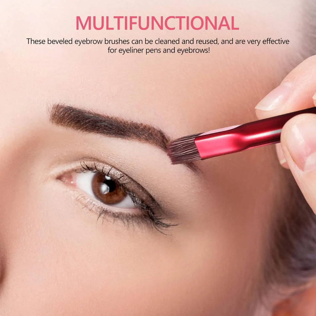 Angled eyebrow stamp brush with square design for precision brow filling and multi-function makeup application