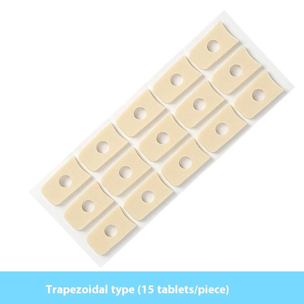 Women's heel corns protective toe pads showing four different shapes: large oval, small oval, U-shaped, and circular section PU foam cushions