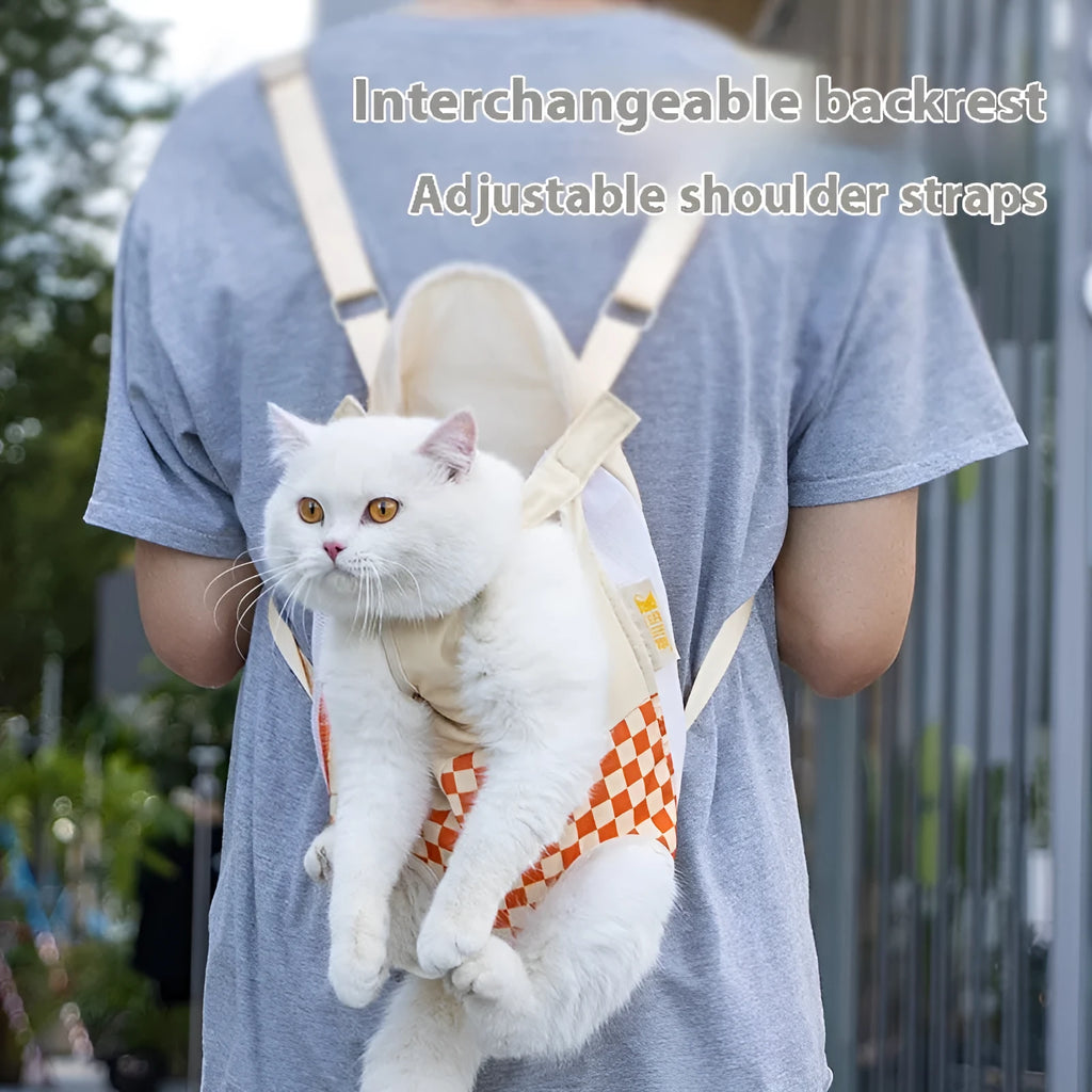 Soft non-woven polyester canvas pet chest backpack for cats in three colour options