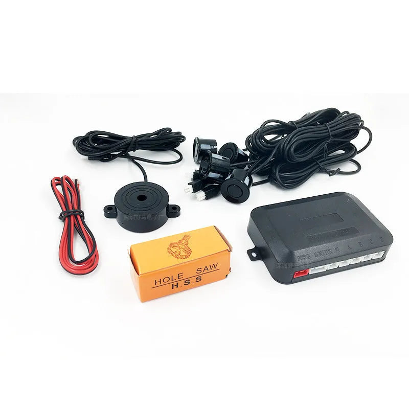 4-probe car reversing radar system with sensors, control module, and installation tools