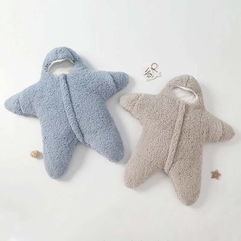 Lambskin velvet baby sleeping bag with hood and zipper in pink colour for newborn winter travel