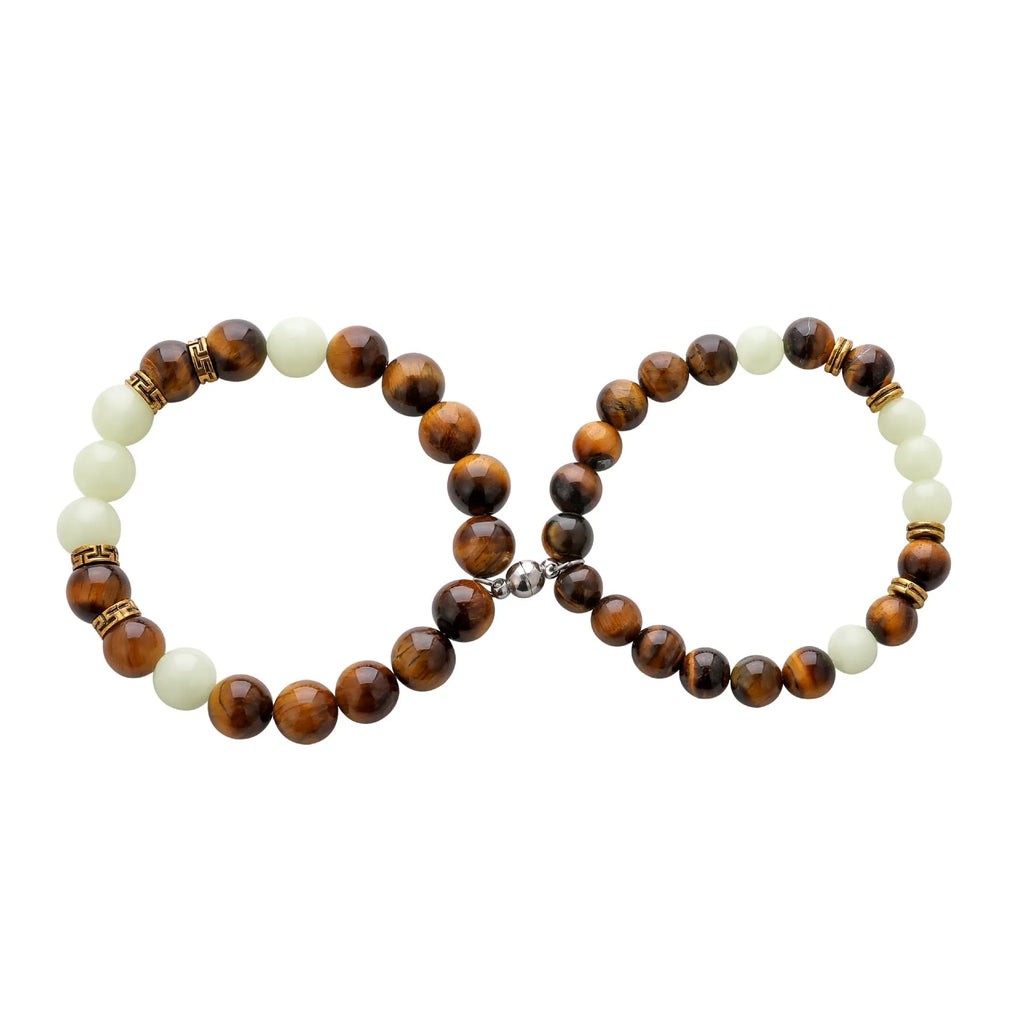 Amber geometric couple bracelets with simple design for matching partner jewellery