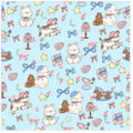 Colourful cartoon cat printed cosmetic bag in nylon material showing Blue Puppy design