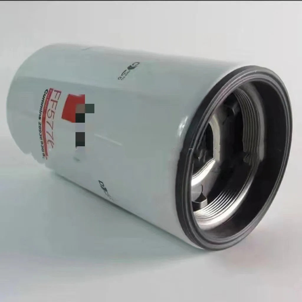 White metal diesel fuel filter element FF5776 with folding design and 2mm inlet/outlet ports.