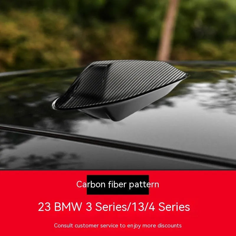 BMW shark fin antenna cover in carbon pattern or piano black finishes