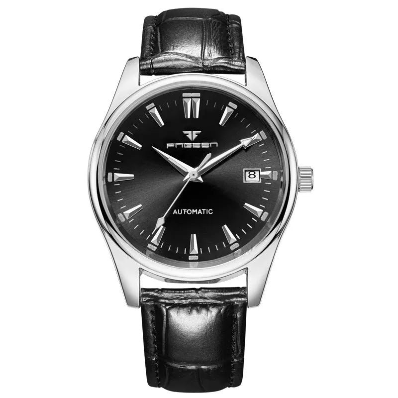 Men's quartz watch with white steel case, white surface, 10mm thickness, coated glass mirror