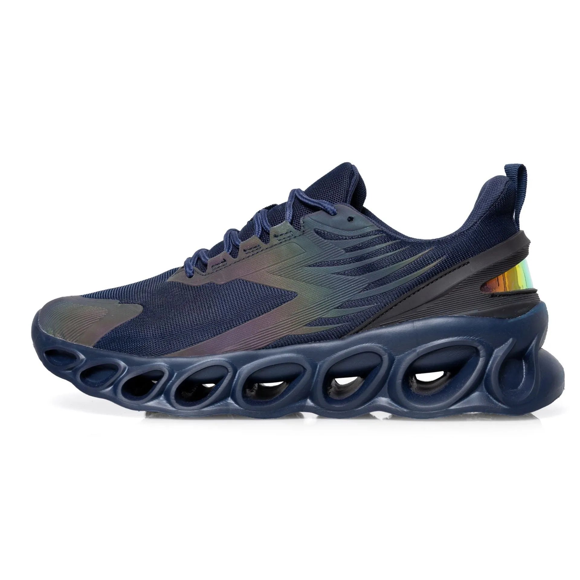 Men's black mesh casual trainers with EVA sole and lace-up design for sports and leisure