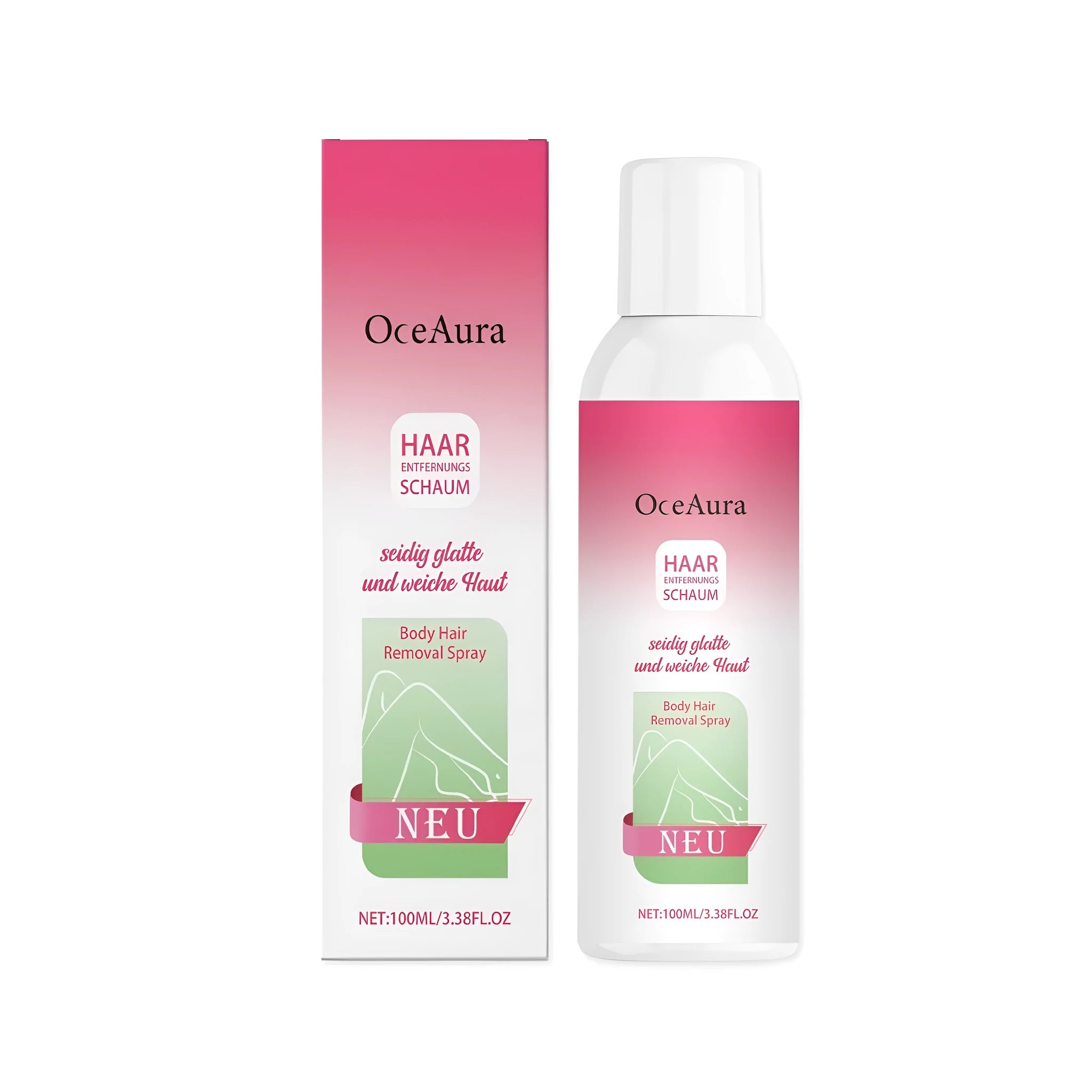 100ml bottle of body hair removal spray for legs, arms, bikini line and underarms.